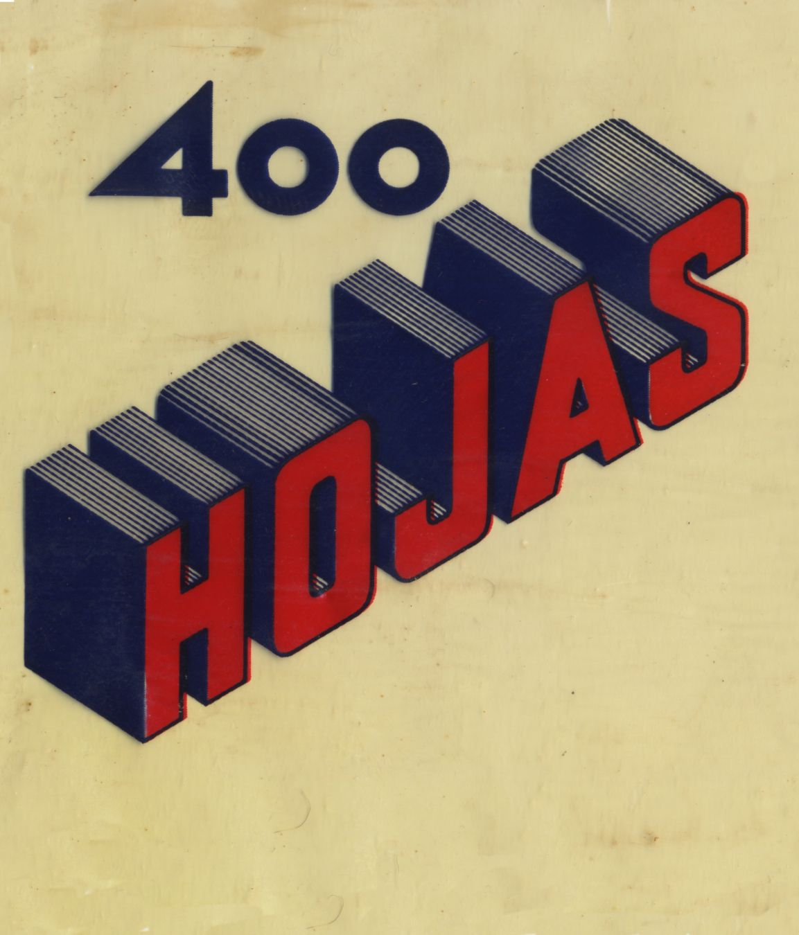Fragment de l’embolcall original amb la inscripció 400 HOJAS